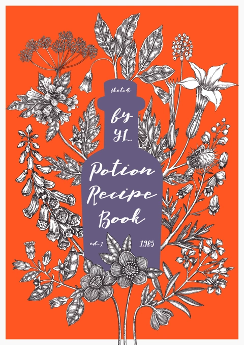Witchcraft book cover design. Witch herbs background. Vintage apothecary poster, flyer, card template. Poisonous plants hand drawn illustration. NOT AI generated